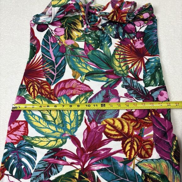 Susan Graver Soleil Brushed Knit Dress Palm Tropical Cover Up Terry Cloth Small - Picture 14 of 15